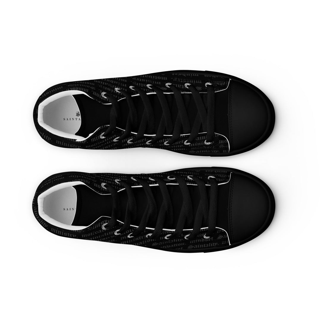 Saintality +| Mens Canvas High-top Shoes | Black